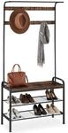 tectake&reg; Garderobenst&auml;nder, Industrial Style, mit Sitzfl&auml;che, 2 Gitterablagen und