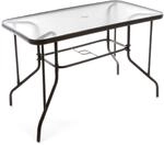 VCM Bistrotisch mit Glasplatte Ma&szlig;e 110x60x72 cm Glastisch Gartentisch 