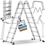 MASKO&reg; Leiter Aluminium Mehrzweckleiter 150 Kg belastbar, 6in1 multifunktional mit