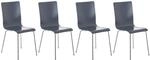 CLP 4er-Set Wartezimmerstuhl PEPE mit ergonomisch geformten Holzsitz und