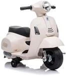 Moni Kinder Elektromotorrad Vespa GTS Super Sport, Roller, Frontleuchten, Hupe wei&szlig;