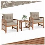 tectake&reg; Lounge-Set, massives Holzgestell mit Polyrattan im Rope-Design,