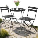 tectake&reg; Bistrotisch Set, f&uuml;r 2 Personen, widerstandsf&auml;hig, Belastbarkeit Stuhl