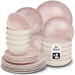 tectake&reg; Tafelservice, f&uuml;r 6 Personen, handgefertigt, aus Steingut, mit Glasur,