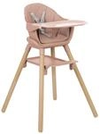 Kikkaboo Kinderhochstuhl Woody 3 in 1 Holzbeine Kinderstuhl Fu&szlig;st&uuml;tze Tablett pink