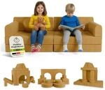 Juskys Kinder Spielsofa Kayo - Gelb, baubare Stapelsteine f&uuml;r Kinder, pflegeleichte