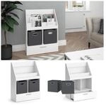 Vicco B&uuml;cherregal Luigi 72 x 96,2 cm, Wei&szlig;, Wohnzimmerregal, mit Faltboxen, modern