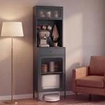 Highboard MCW-P99, Hochschrank K&uuml;chenschrank Saugrobotergarage, Stauf&auml;cher Metall