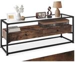 tectake&reg; Sideboard, Industrial Style, Platte aus Sicherheitsglas, 2 gro&szlig;e
