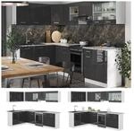 Vicco Eckk&uuml;che K&uuml;chenblock Einbauk&uuml;che Rick Wei&szlig; Anthrazit Hochglanz 270 cm