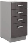 K&uuml;chen Unterschrank 40 Hochglanz Grau K&uuml;chenzeile K&uuml;chenblock K&uuml;che Grey Bianca