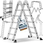 MASKO&reg; Leiter Aluminium Mehrzweckleiter 150 Kg belastbar, 6in1 multifunktional mit