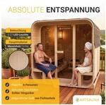 ARTSAUNA&reg; Cube Fasssauna Fjora XL Natur - Panorama-Sicherheitsglas Front,