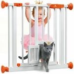 KIDIZ&reg; Absperrgitter zum Klemmen mit Katzenklappe, T&uuml;rschutzgitter, Autoclose