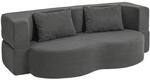 SoBuy Schlafcouch, Wohnlandschaft, Zweisitzer-Bett mit 2 Kissen Dunkelgrau