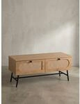 Lowboard Eiche-Dekor Rattan Modern Stil 100x45x40 cm mit Schubladen