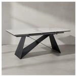Esstisch Ausziehbar Keramik Glas Marmoroptik Rechteckig Gro&szlig;, Wei&szlig; 180x95x78 cm
