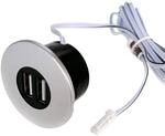 kalb Einbau USB-Hub, Silbergrau, Steckdose f&uuml;r Smartphone, Tablet, E-Reader