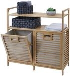 Bambus Badezimmerschrank MCW-N83, W&auml;schesammler Regal Badschrank, 2...