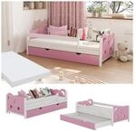 VitaliSpa Kinderbett Einzelbett Juniorbett Jessica Wei&szlig; Pink 160x80 cm Matratze