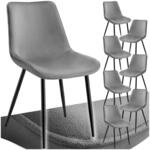 tectake&reg; Set Stuhl, gepolstert, in Samtoptik, schwarze Stahlbeine, 48 x 59 x 82,5 cm