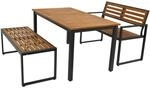 Garnitur RAGUSA 3-teilig, Stahl + Akazie ge&ouml;lt