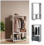 Vicco Garderobe Kleiderschrank Kleiderstange Sydney Wei&szlig; rollbar offen Fach