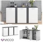 VICCO Sideboard NOVELLI Highboard wei&szlig; anthrazit Kommode Anrichte 3 T&uuml;ren