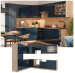 Vicco Eckk&uuml;che Fame-Line Eiche Dunkelblau Hochglanz 287x227 cm mit Arbeitsplatte