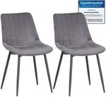 Albatros BOSA Samtstuhl Grau &ndash; 2er-Set Esszimmerst&uuml;hle im modernen Retro-Design,