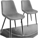 tectake&reg; Set Stuhl, gepolstert, in Samtoptik, schwarze Stahlbeine, 48 x 59 x 82,5 cm