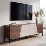 TV-Rack MCW-Q83, Lowboard TV-Schrank T&uuml;ren 3D-Struktur Stauf&auml;cher MDF Melamin