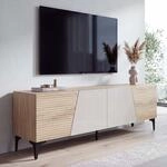 TV-Rack MCW-Q83, Lowboard TV-Schrank T&uuml;ren 3D-Struktur Stauf&auml;cher MDF Melamin