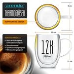 Arendo Thermogl&auml;ser 12er-Set, je 350 ml, doppelwandiges Borosilikatglas, mit...