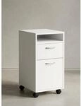 Rollcontainer &ndash; Wei&szlig;, 33x63x38 cm, 1 T&uuml;r, Rollen, Schreibtisch-Unterschrank
