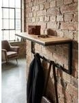 Wandgarderobe Akazie Massivholz Metall Modern 70x27x30 cm mit Hakenleiste und Ablage