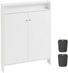 SoBuy Schuhschrank, Schuhregal, Schuhkipper mit 2 T&uuml;ren Wei&szlig; 98x15x123,5cm Modern