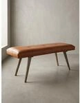 Sitzbank &ndash; Ziegenleder/Massivholz, 117x51x38 cm, Braun, ohne Lehne