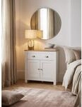 Sideboard &ndash; Wei&szlig;/Eiche, 79x81x34,5&nbsp;cm, 2 Schubladen, T&uuml;ren