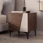 Nachttisch MCW-Q83, Kommode Beistelltisch Schrank, 3D-Struktur Staufach MDF...