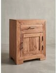 Nachttisch Massivholz Schublade T&uuml;r Boxspringbett MUMBAI, Akazie 50x40x60 cm