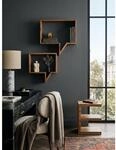 Wandregal Set MUMBAI Massivholz H&auml;ngend Landhausstil, Akazie 50x13x49 cm