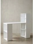 Schreibtisch Mit Regal Ablagef&auml;cher Modern Holz, Wei&szlig; 53x120x120 cm