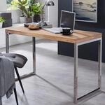 Schreibtisch Massivholz Metallbeine Landhausstil GUNA, Akazie 60x120x76 cm
