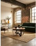 Couchtisch Schwarz Industrial Mango Massivholz Metall Rund 60x34x60 cm