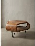 Couchtisch Braun Sheesham Massivholz mit Ablage 55x55x38 cm, Metallgestell Retro