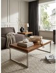 Couchtisch GUNA im Landhaus-Stil aus massivem Holz mit Designmerkmalen, Dunkelbraun