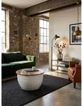 Couchtisch Wei&szlig; Industrial Mango-Massivholz Metall 60x36x60 cm Rund mit Stauraum