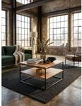 Couchtisch Massivholz Metall 60x60x41cm mit Stauraum Industrial Design