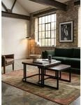 Couchtisch 2er Set Mango Massivholz Metall Rund Industrial Hell, Dunkelbraun 60x60x40